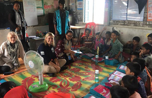 Baroness Sugg pictured visiting a UNICEF learning centre in Cox's Bazar, Bangladesh