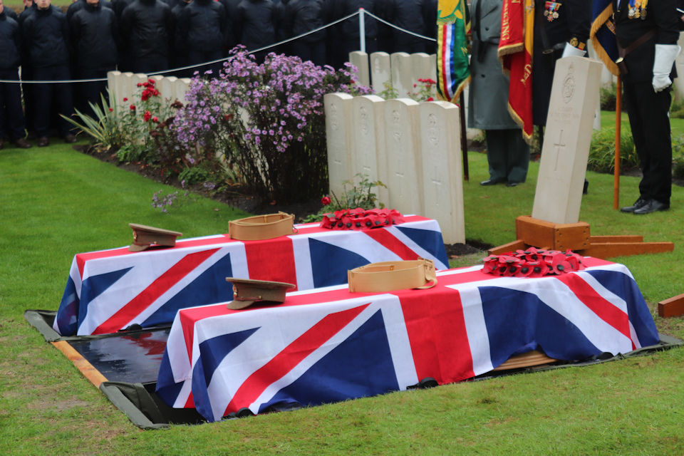 Two WW1 Soldiers Of The Royal Fusiliers (City of London Regiment) are laid to rest with full military honours. 