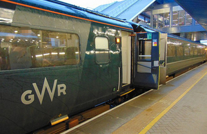 Photograph of a stationary High Speed Train with doors open (Image courtesy of GWR)