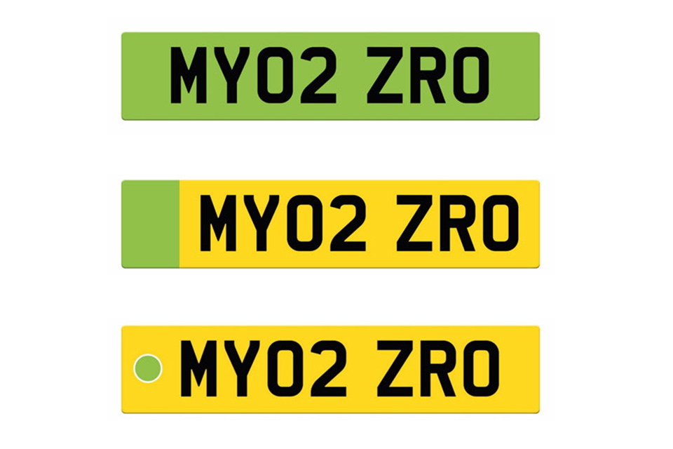 Image of the 3 licence plate designs proposed for the consultation.