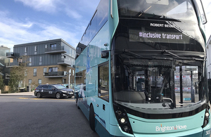Brighton and Hove bus displaying Inclusive Transport on a digital display