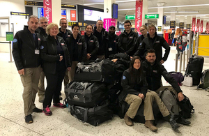 The UK Emergency Medical Team being deployed to Samoa pictured at Manchester Airport. Picture: DFID/Hannah Zainuddin