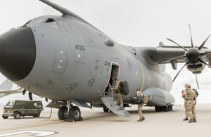 An A400M aircraft has been deployed from the Falkland Islands. Crown copyright.