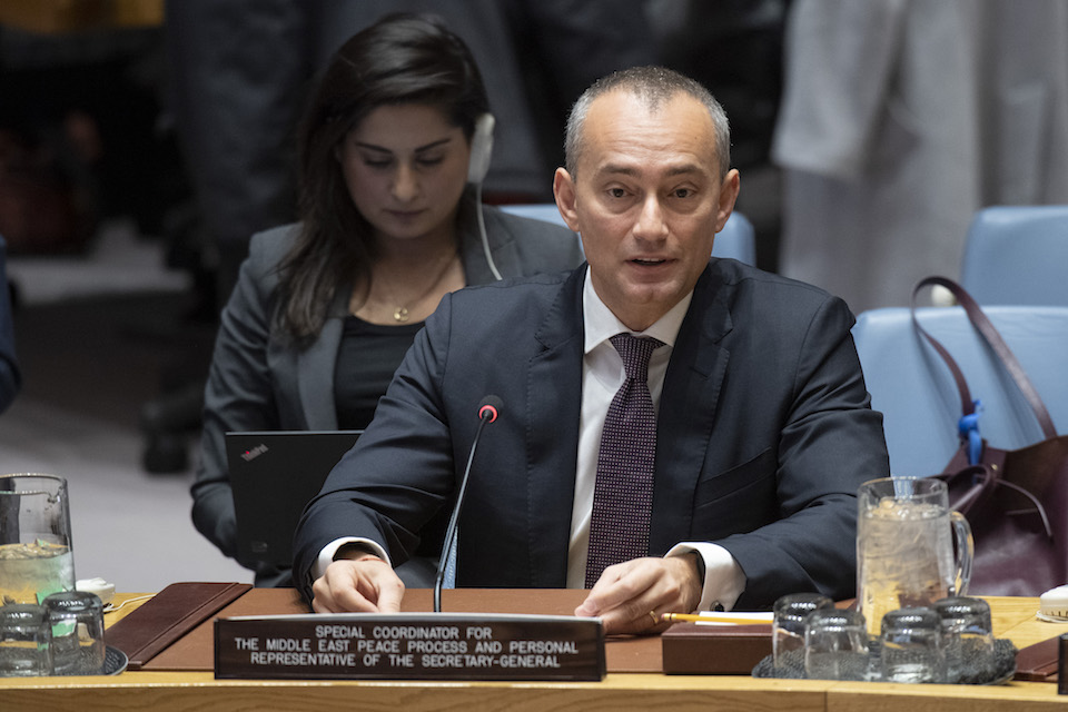 Nickolay Mladenov, UN Special Coordinator for the Middle East Peace Process, briefs the Security Council (UN Photo)