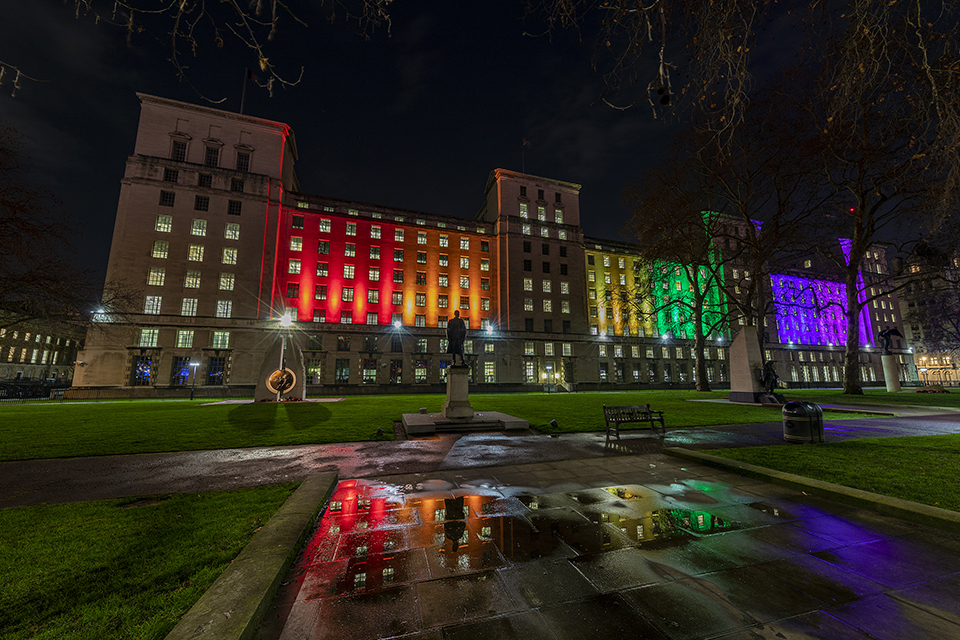 Ministry of Defence lit in rainbow colours to celebrate LGB personnel