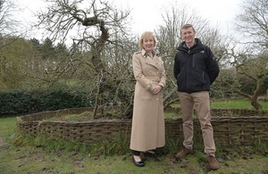 Tim Peake and Andrea Leadsom plant trees grown from apple seeds taken to space. Credit: National Trust