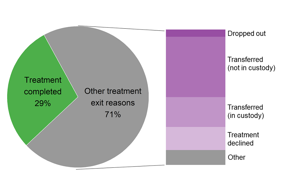 Chart showing proportions and different reasons for young people leaving treatment