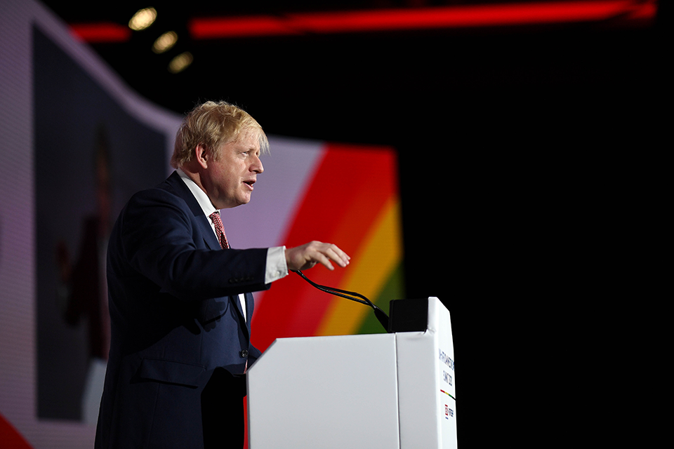 Prime Minister Boris Johnson speaking at the UK-Africa Investment Summit