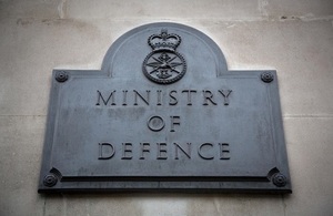 Image depicts the sign on the Ministry of Defence Head Office