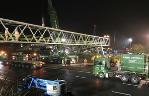 image showing the removal of Michaelwood Services footbridge