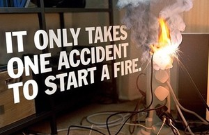 Campaign image with caption: It only takes 1 accident to start a fire