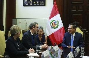 Permanent Under-Secretary Sir Simon McDonald and HMA Kate Harrisson with President of Peru Martin Vizcarra.