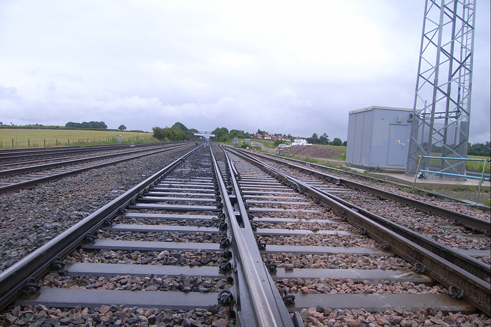 The four foot showing the lines running into the distance at the site of the fatal accident at Ruscombe Junction.