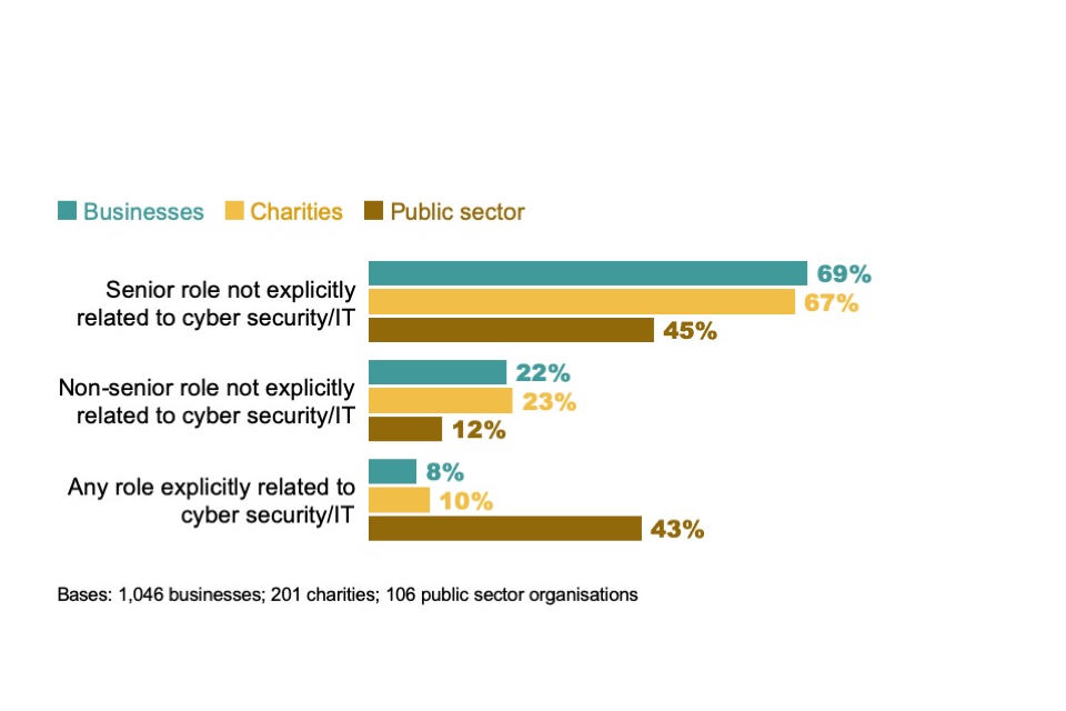Figure 2.6: Percentage of organisations where the individual most responsible for cyber security falls into the following categories (based on their job title)