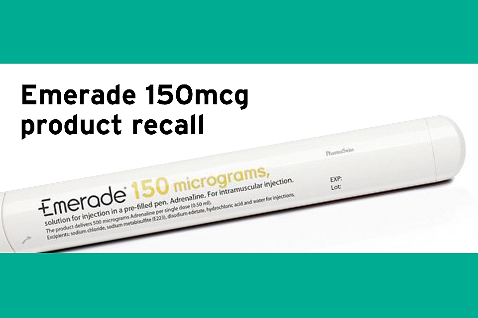 Patients asked to return Emerade 150 micrograms adrenaline pens
