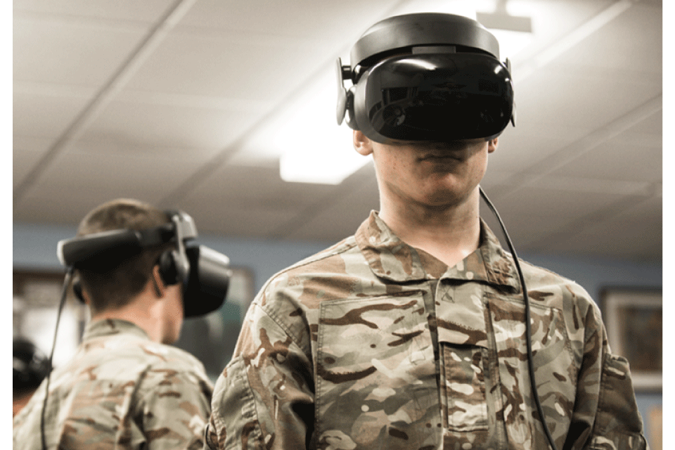 Service personnel trial the new virtual reality equipment