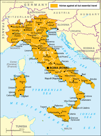 gov uk travel from italy