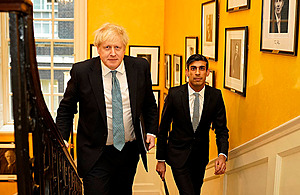 Chancellor and Prime Minister climbing the stairs