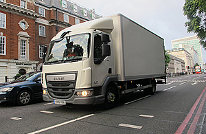 Lorry in city