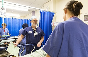 Hospital doctors talking