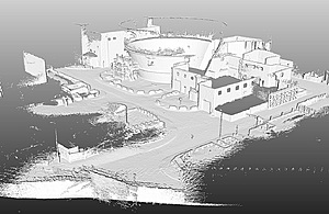A black and white scan of the Windscale Advanced Gas-cooled Reactor on the Sellafield site