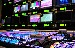 A photograph of a production desk in a studio