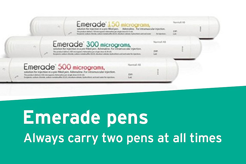 Patients informed to exchange Emerade 500 micrograms adrenaline pens for a different brand
