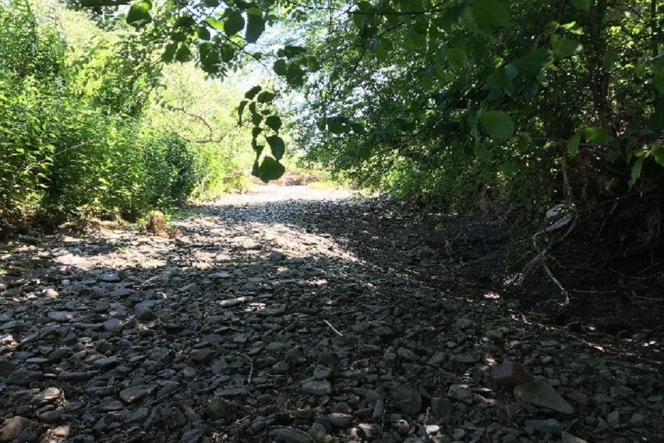 A dried up section of the River Redlake at Bucknall