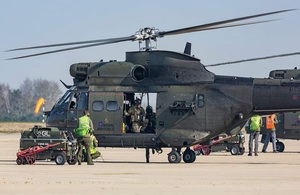 RAF Puma on the ground about to take off.