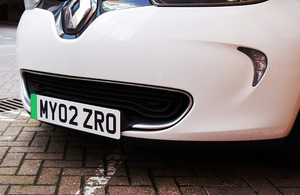 Green number plate on an electric vehicle.