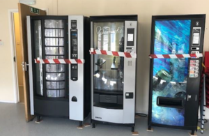 Vending machines are taped off