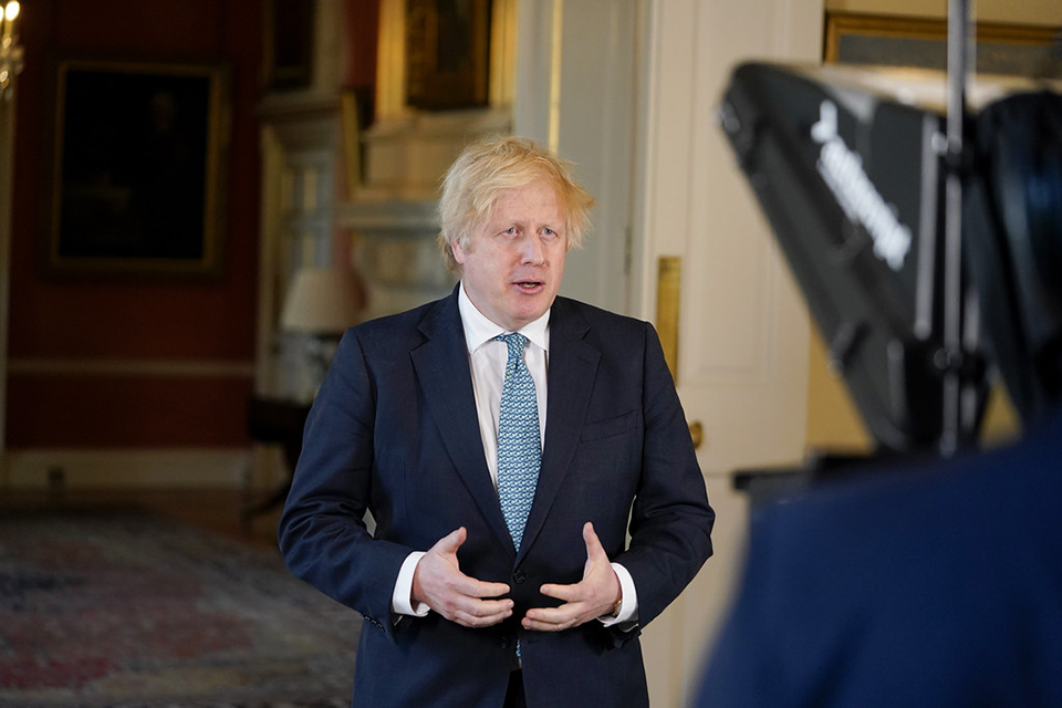 PM Boris Johnson recording message to camera