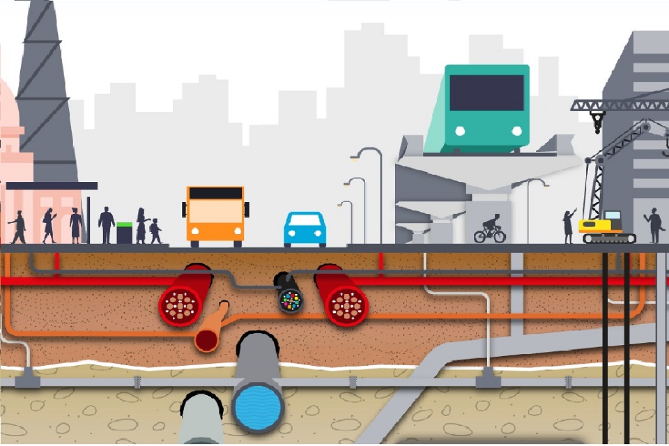 Image of city and underground pipes