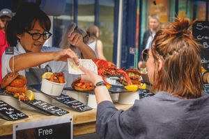 transaction at a stall