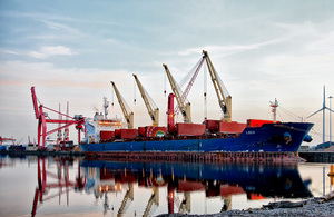 Ship at docks.