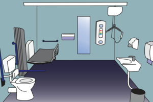 illustration of a changing places toilet layout
