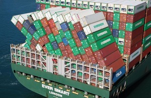 Collapsed containers on board Ever Smart