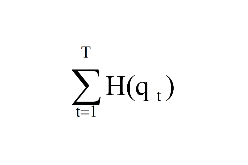 Sum the values of H(q <sub>t</sub>), where t=1 and T is the maximum number of periods. 
