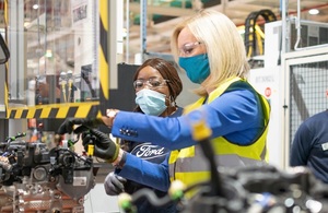 Liz Truss MP at the Ford engine production centre in Dagenham
