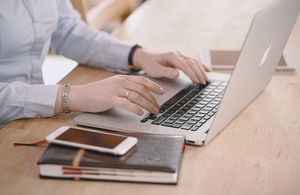 Woman working on laptop