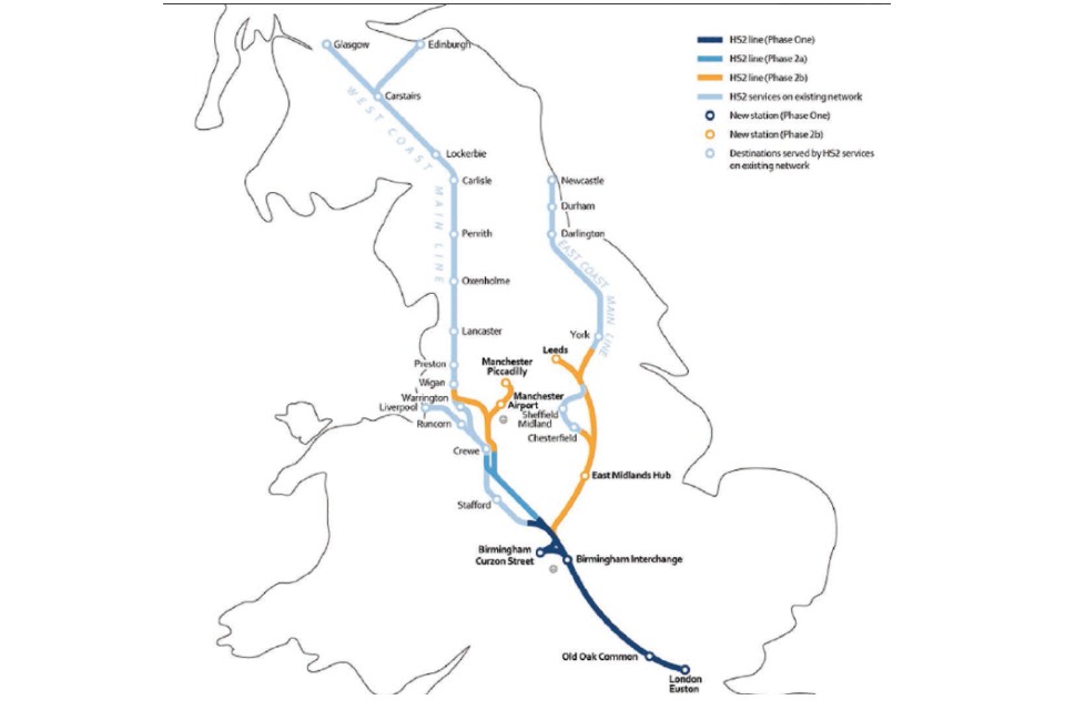 HS2 phases route map