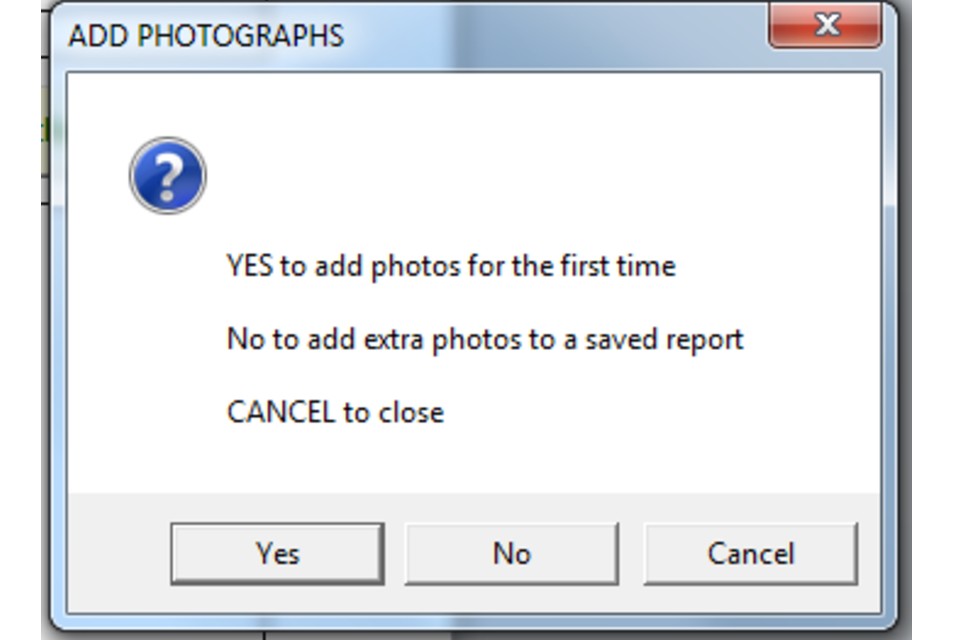 'Add photographs' message