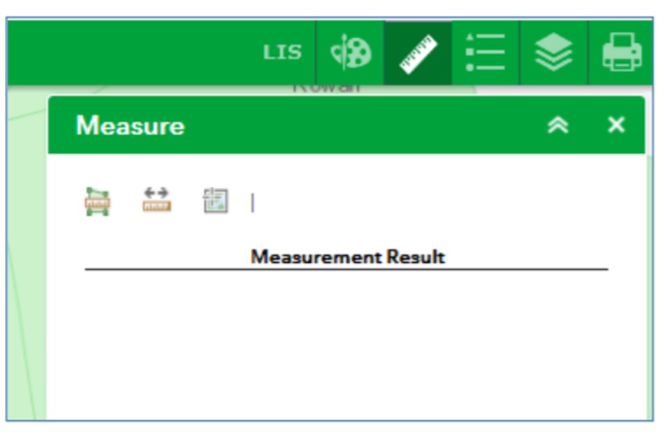 'Measure' tool showing list of options.