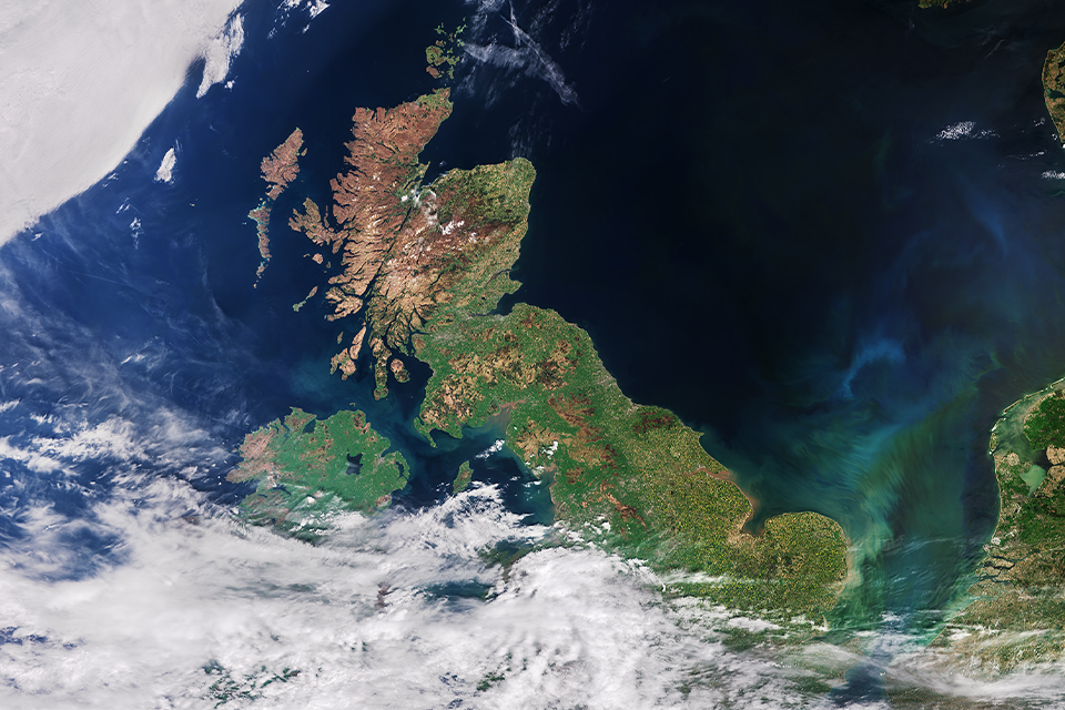 Satellite image of UK