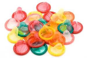 Multicoloured condoms