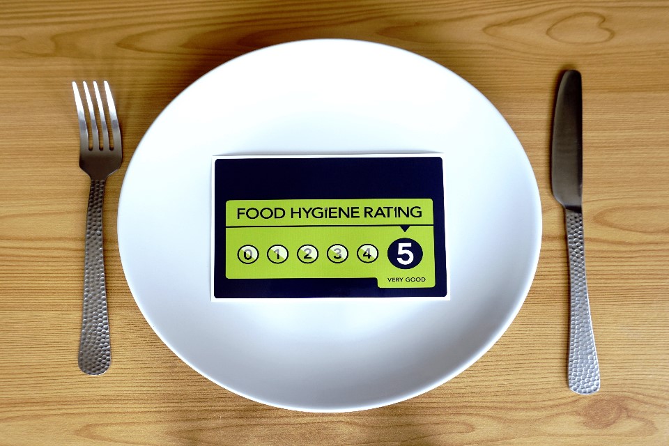 Photo of the Food Standards Rating Agency logo on a plate