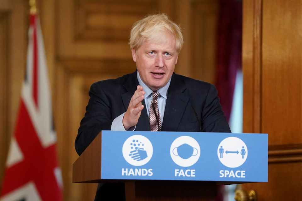 PM Boris Johnson makes a statement at the coronavirus press conference