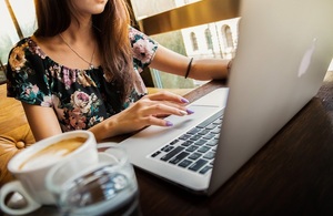 Woman working on laptop