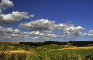 A view of the English countryside with fields