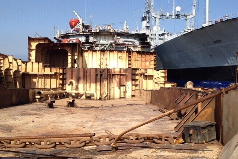 Close up of the exposed deck. 